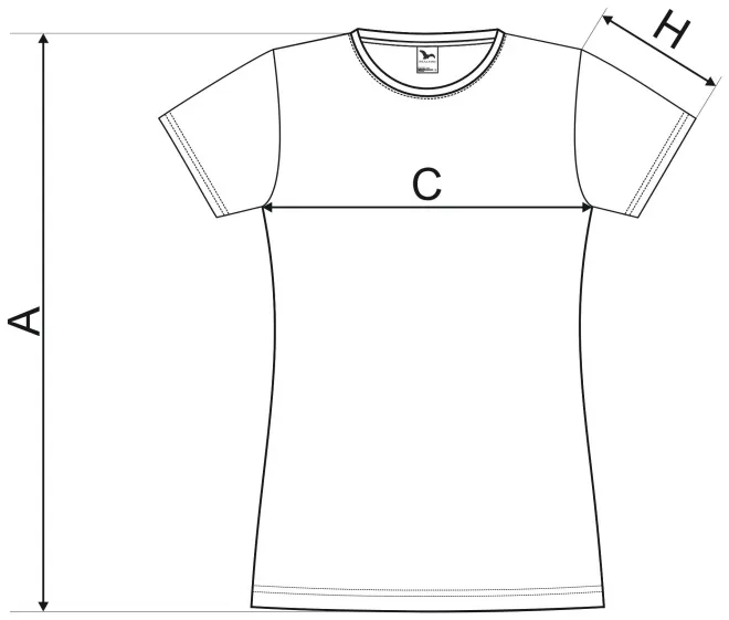 Levné dámské triko zúžené - tabulka velikostí