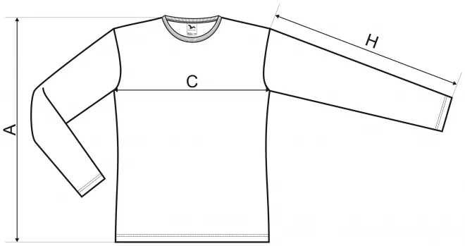 Levné dětské tričko s dlouhým rukávem - tabulka velikostí