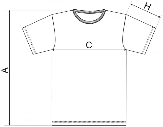 Levné odolné pánské tričko - tabulka velikostí