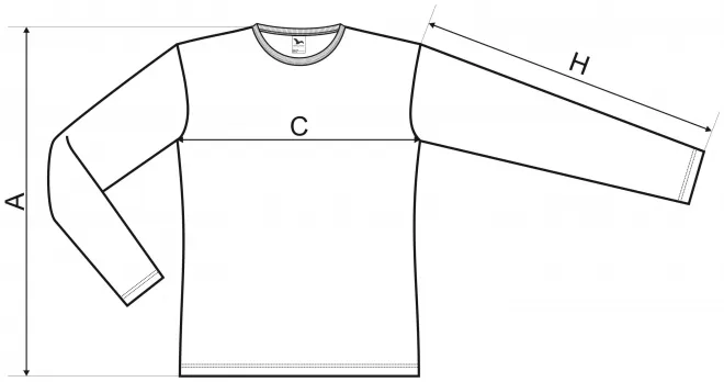 Levné pánské triko s dlouhým rukávem - tabulka velikostí