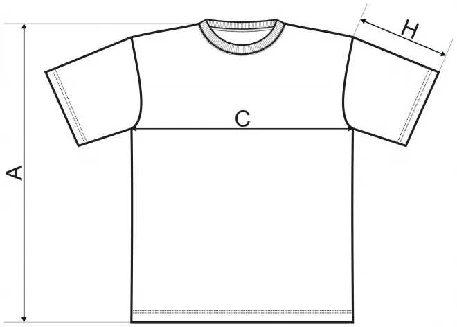 Levné tričko hrubé - tabulka velikostí