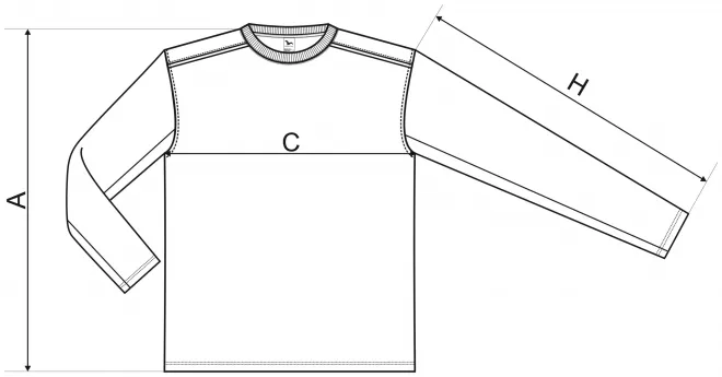Levné tričko s dlouhým rukávem - tabulka velikostí