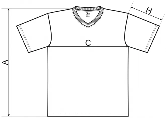 Levné triko s krátkým rukávem, hrubší - tabulka velikostí