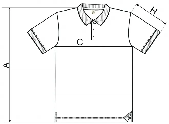 Pánská polokošile z organické bavlny - tabulka velikostí