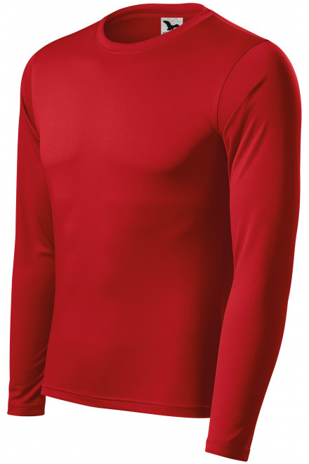 Triko na sport s dlouhým rukávem, červená, levná trička s dlouhými rukávy